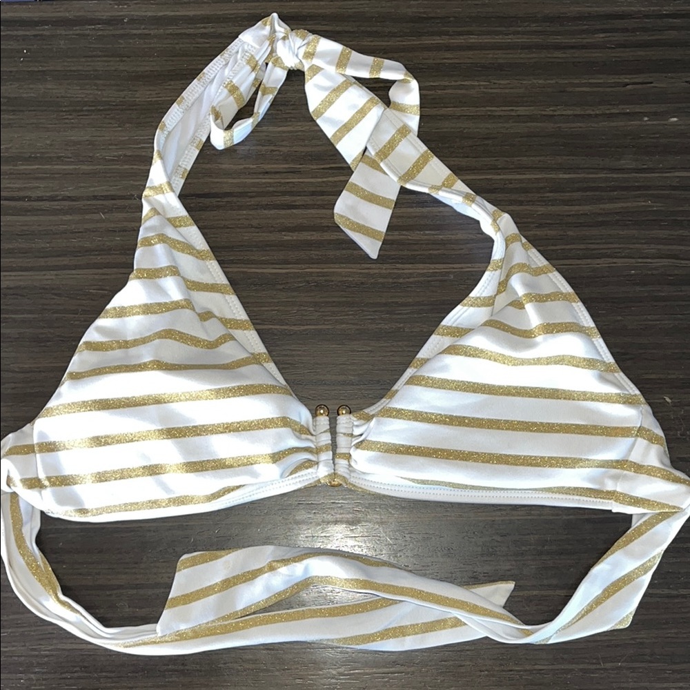 Lauren Ralph Lauren Gold Metallic Bikini Top